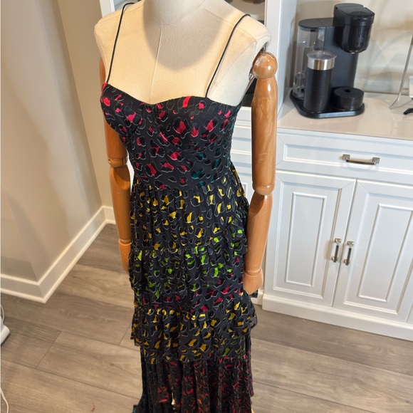 Alice + Olivia Pink and Red Embellished Tiered Maxi Dress - Picture 11 of 12